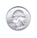 Moneda SUA 25 centi/quarter dollar 1963 D, stare foarte buna, curata