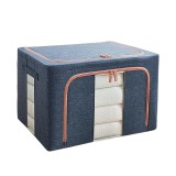 Cutie de depozitare pliabil&Auml;, 66l, material textil, cadru metalic, fermoar dublu, fereastr&Auml; frontal&Auml; &Egrave;i lateral&Auml;, 50x40x33 cm, albastru marin