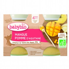 Piure de mere si mango Bio, 2 x 130g, BabyBio