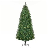 Brad de Craciun Artificial 225 cm cu 450 de Lumini LED 1146 Ramuri, Baza din Metal Pliabil, &Phi;106x225cm, Verde HOMCOM | Aosom Romania