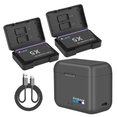 Set 2 acumulatori 2850mAh + incarcator dublu camere actiune Insta360 X5 foto