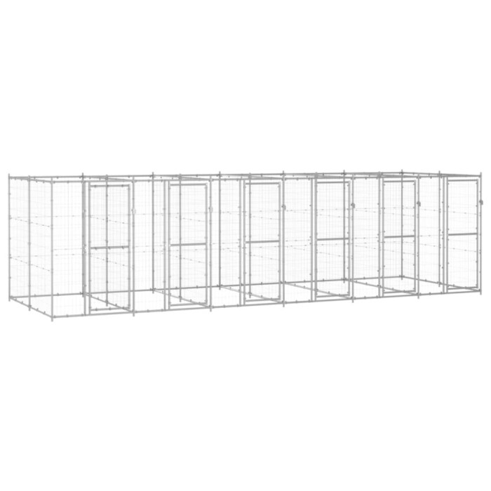 Padoc pentru c&acirc;ini de exterior, 14,52 m&sup2;, oțel galvanizat