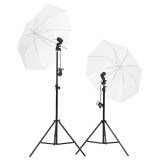 vidaXL Kit lumini studio foto, trepiede+umbrele