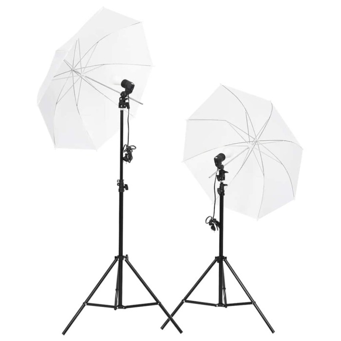 vidaXL Kit lumini studio foto, trepiede+umbrele