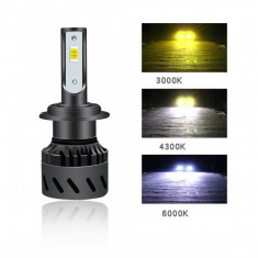 Set becuri LED auto K9, 40W, 12000Lm, 3 culori 3000k, 4300k si 8000k - H7 foto