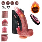 Vibrator Dildo 14 functii, incalzire, Salestore&reg;️ 22x4cm, vene proeminente, telecomanda, orgasme multiple, silicon medical non-toxic, rezistent la apa