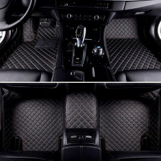 Set Covorase Auto Lux Piele Capitonaj Interior Premium Diamond Mats Volkswagen Touareg 2 2010-2018 Negru + Cusatura Bej 140818-27