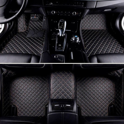 Set Covorase Auto Lux Piele Capitonaj Interior Premium Diamond Mats Mercedes-Benz S-Class W221 2005-2013 Long Negru + Cusatura Bej 040820-2 foto