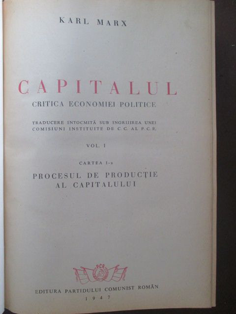 Capitalul vol 1 karl Marx 1947