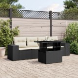 vidaXL Set mobilier de grădină cu perne, 5 piese, negru, poliratan