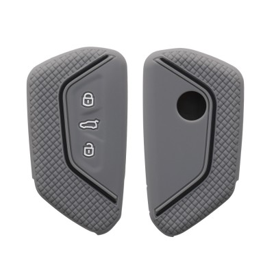 Husa Cheie Auto pentru VW - 3 Butoane, Silicon, Gri, 52650.22 foto