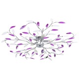 Cumpara ieftin Lustra cu brate tip frunze cristal acrilic violet 5 becuri E14