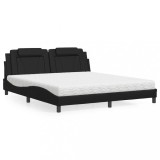 Cumpara ieftin Pat cu saltea, negru, 180x200 cm, piele ecologică