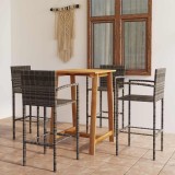 vidaXL Set mobilier de bar de grădină, 5 piese, gri 3067957
