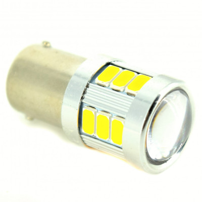 Bec O Faza TV BA15S 5630 18SMD Portocaliu CanBus 9V-30V Nonpolar JSUN08 080817-6 foto