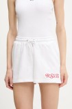 Fila pantaloni scurți Louches culoarea alb, cu imprimeu, high waist, FAW1032