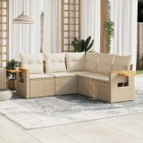 vidaXL Set canapele de grădină cu perne, 5 piese, bej, poliratan 3226800