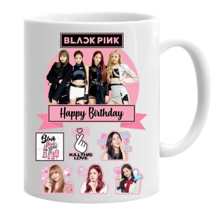 Cana alba personalizata blackpink happy birthday, INOVATIX&reg;. 330ml