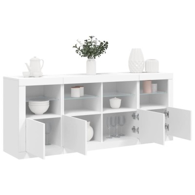 vidaXL Servantă cu lumini LED, alb, 163x37x67 cm foto