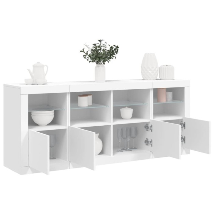 vidaXL Servantă cu lumini LED, alb, 163x37x67 cm