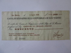 Rar! San Marino cec 200 Lire 1976 foto