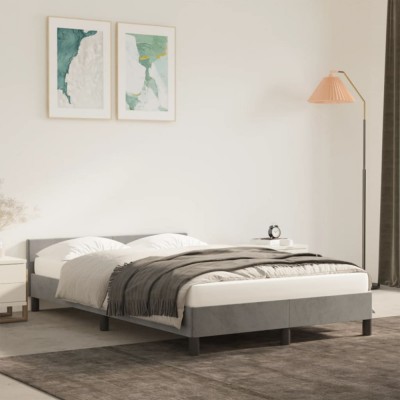 vidaXL Cadru de de pat fără saltea Gri deschis 120x190 cm catifea foto