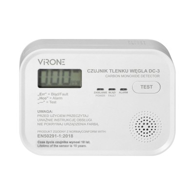 Aproape nou: Detector monoxid de carbon VIRONE DC-3, 3 x AA, LCD, buton TEST, alarm foto
