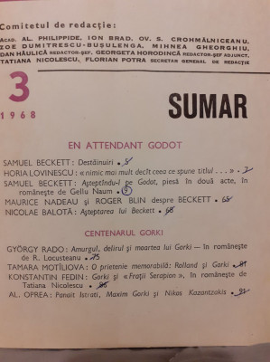 ASTEPTANDU-L PE GODOT-SAMUEL BECKETT (REVISTA SECOLUL 20) foto