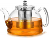 Ceainic de sticlă Acome de 1050 ml cu infuzor și capac din oțel inoxidabil, ceai, Oem