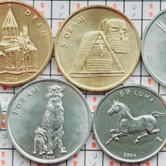 set 7 monede Nagorno Karabakh 2 x 50 luma 3 x 1 Dram 2 x 5 Dram 2004 UNC - A035