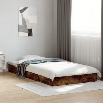 vidaXL Cadru pat fără saltea stejar fumuriu 100x200 cm lemn prelucrat 842060 foto