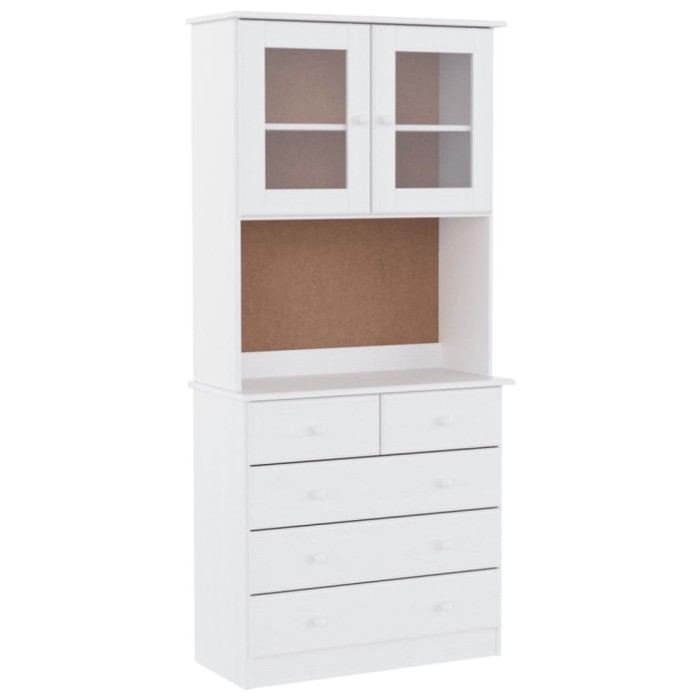 Dulap inalt ALTA, alb, 77x35x165 cm, lemn masiv de pin