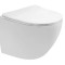 Set Vas WC Suspendat, Model LX-1900, Fara Rama, Rimless, Iesire Orizontala P-Trap, Dimensiuni 490 x 360 x 320 mm, Alb, Ceramica, Capac cu Inchidere Le