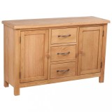 Cumpara ieftin Servantă cu 3 sertare, 110 x 33,5 x 70 cm, lemn masiv de stejar