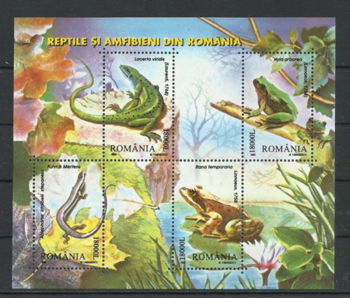 Romania MNH 2003 - Reptile si Amfibieni - bloc - LP 1618
