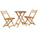 Cumpara ieftin Set mobilier bistro, 3 piese, textil bej/lemn masiv
