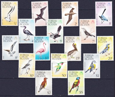 DB1 Fauna Pasari 1973 - 76 Turks &amp;amp; Caicos 16 v. MNH foto