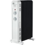 Calorifer cu ulei HOH-M09WH-BK, 9 elementi, 3 setari de temperatura, termostat ajustabil, protectie supraincalzire, Alb/Negru