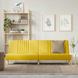 VidaXL Canapea extensibilă, galben deschis, material textil