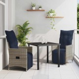 vidaXL Set de masă pentru grădină 3 pcs Gri poliratan 3379597