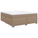 Cumpara ieftin Pat box spring cu saltea, cappuccino, 180x200cm piele ecologica
