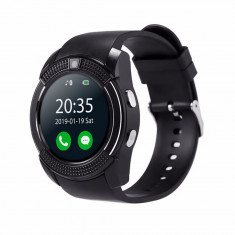 Ceas Smartwatch V8 cu Functie Apelare, SMS, Camera, Bluetooth, Pedometru, Android - Negru foto