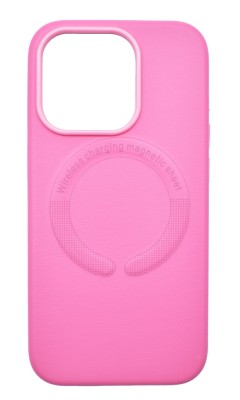 Husa din piele ecologica compatibila MagSafe pentru Apple iPhone 15 Pro Max Roz foto