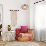 VidaXL Fotoliu puf modular cu pernă, model petice, material textil