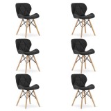 Set 6 scaune bucatarie/living, Artool, Lago, piele ecologica, lemn, negru, 47x38x73 cm GartenVIP DiyLine