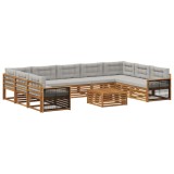 vidaXL Set de canapele de exterior 10 pcs Natural și gri deschis 3383864
