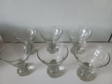 6 cupe vechi de inghetata, din sticla, stare foarte buna, model deosebit