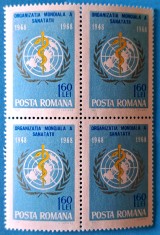 TIMBRE ROMANIA L.P.672/1968 A 20 -a aniversare a O.M.S. -Bloc de 4 - MNH
