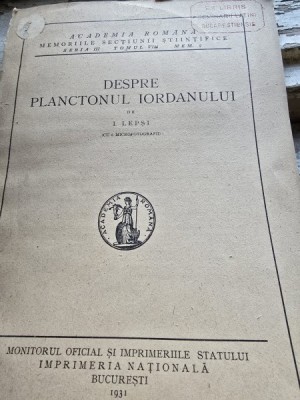 Despre Planctonul Iordanului - I. Lepsi foto