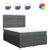 Cumpara ieftin Pat box spring cu saltea, gri inchis, 140x200 cm, textil